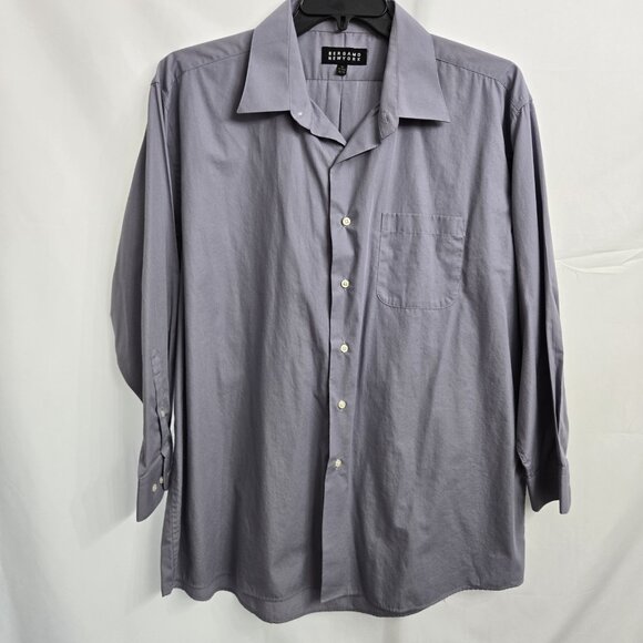Bergamo New York Mens Long Sleeve Button Down Shirt XL 17-17.5 32-33 Gray - Picture 1 of 7